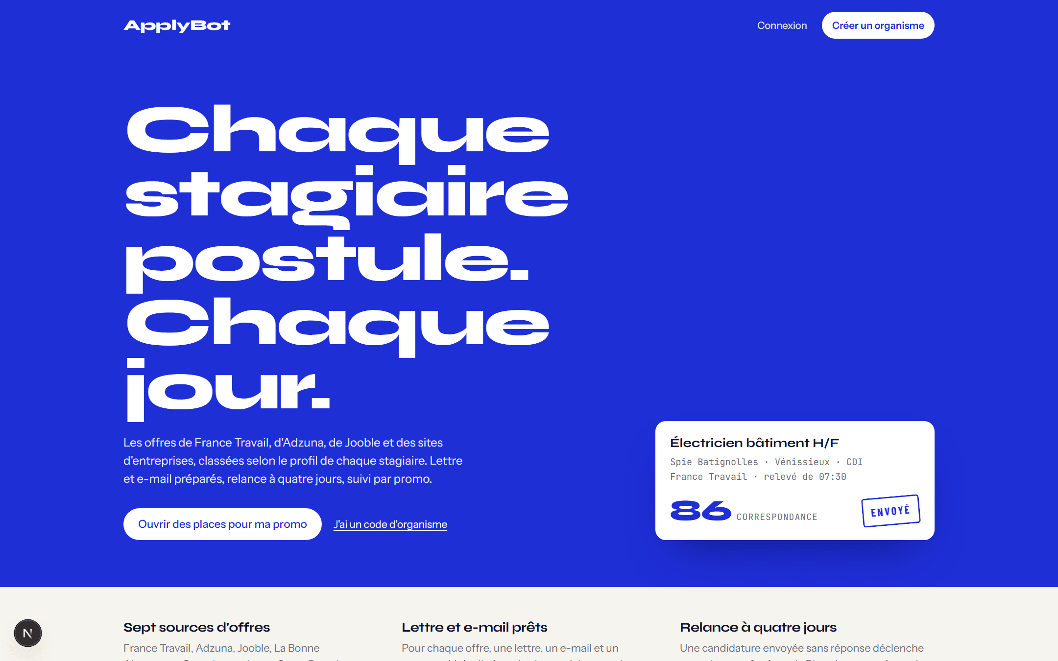 ApplyBot — Le suivi de candidatures des organismes de formation.